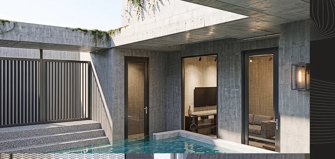 The Modern View — มุมมองสระว่ายน้ำยามเย็นของบ้าน